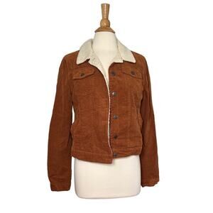 Ashley Outerwear by 26 International Brown Cream Cropped Button Front Jacket